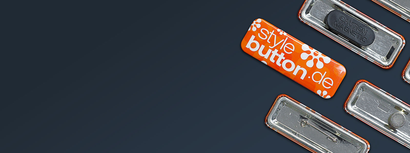 rechteckihe Buttons mit verschiedenen Rückseiten Befestigungen