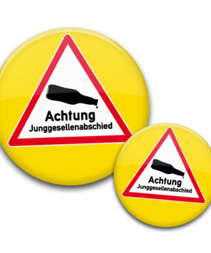 JGA Buttons Dreieck leere Flasche Achtung