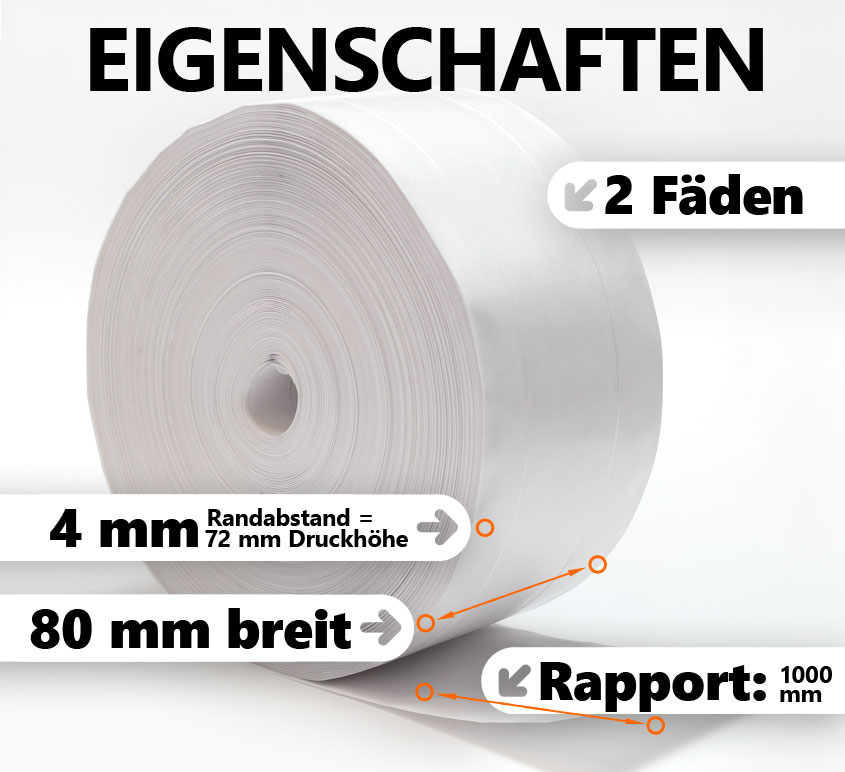 Vorgaben für den Druck von Nassklebeband 80 mm